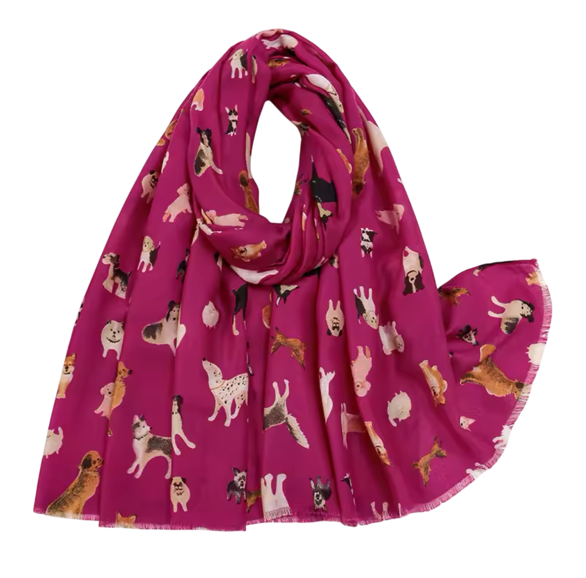 Sciarpa in misto cotone con stampa cani