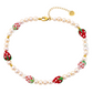 Collana con perle naturali e fragole in vetro