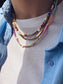 Collana con perline in vetro e margherite in vetro di Murano