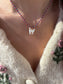 Collana con cordino in cotone e gatto in madreperla