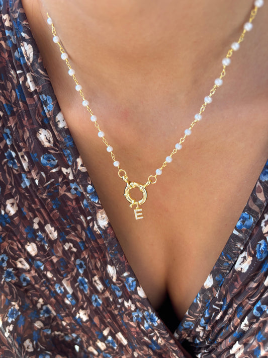 Collana rosario con perle di fiume e chiusura marinaio