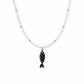 Collana con perline in vetro a righe e pesce a pois