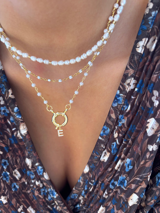 Collana rosario con perle di fiume e chiusura marinaio