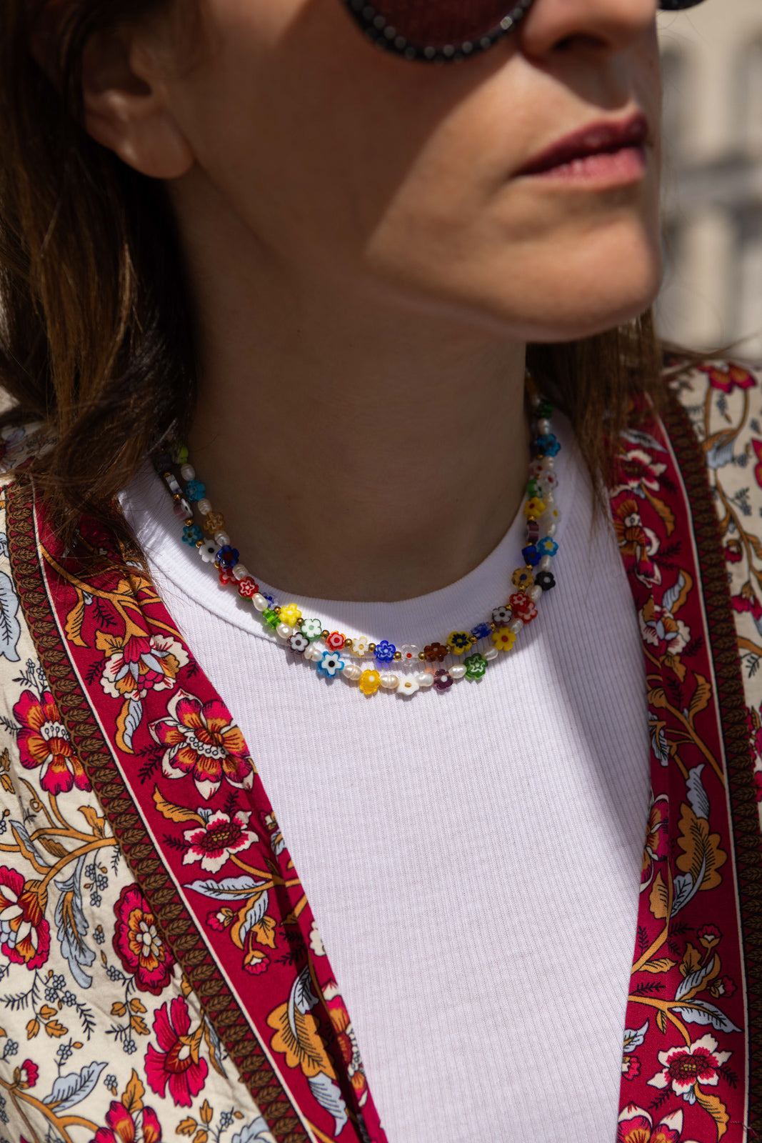 Collana con margherite in vetro di Murano
