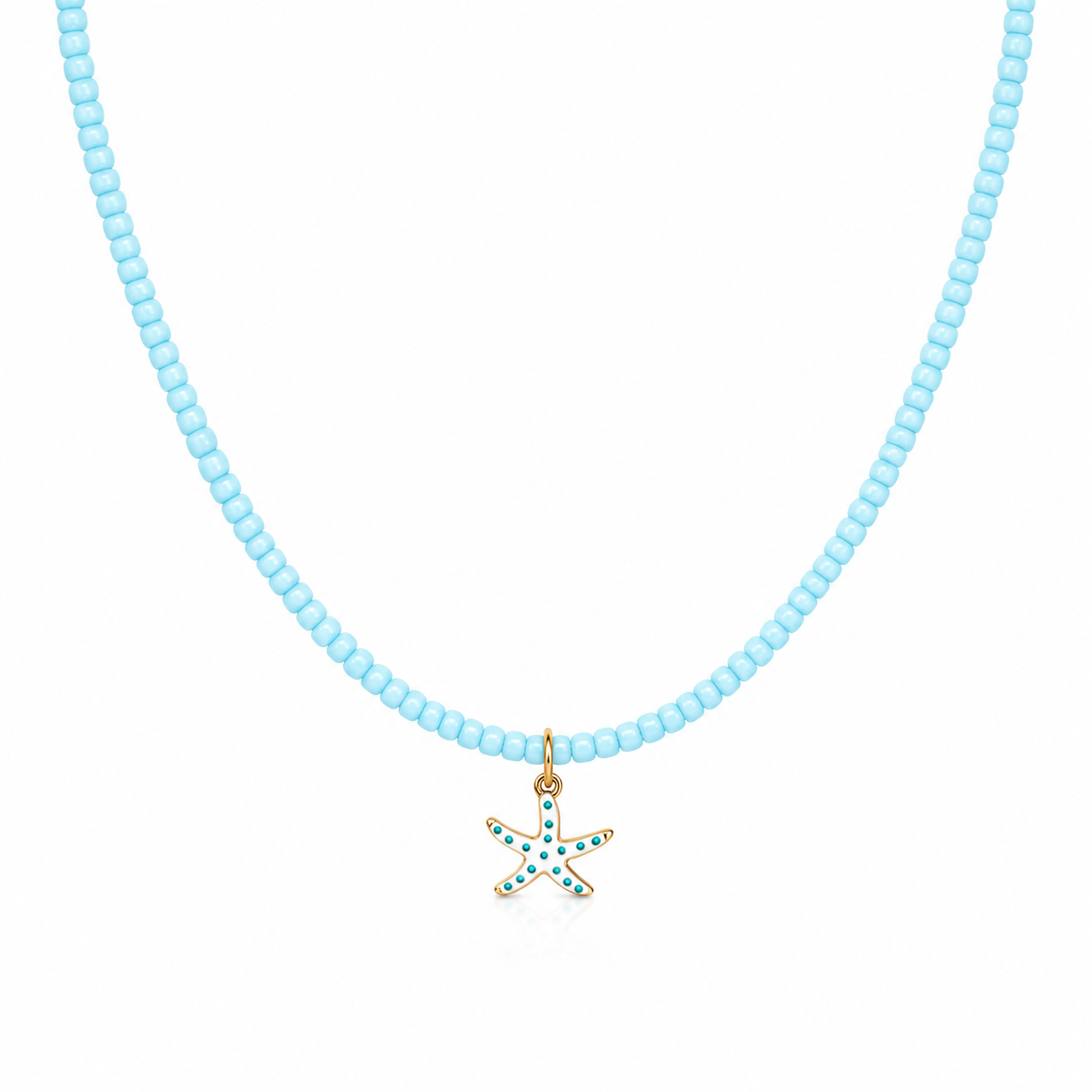 Collana con perline in vetro e stella marina