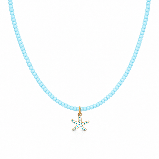 Collana con perline in vetro e stella marina