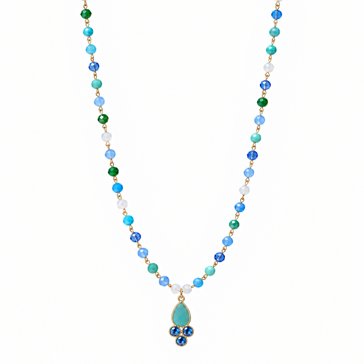 Collana rosario con amazzonite e topazio