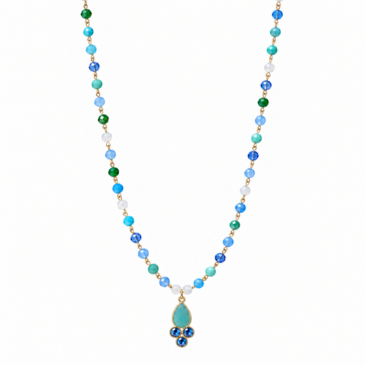 Collana rosario con amazzonite e topazio