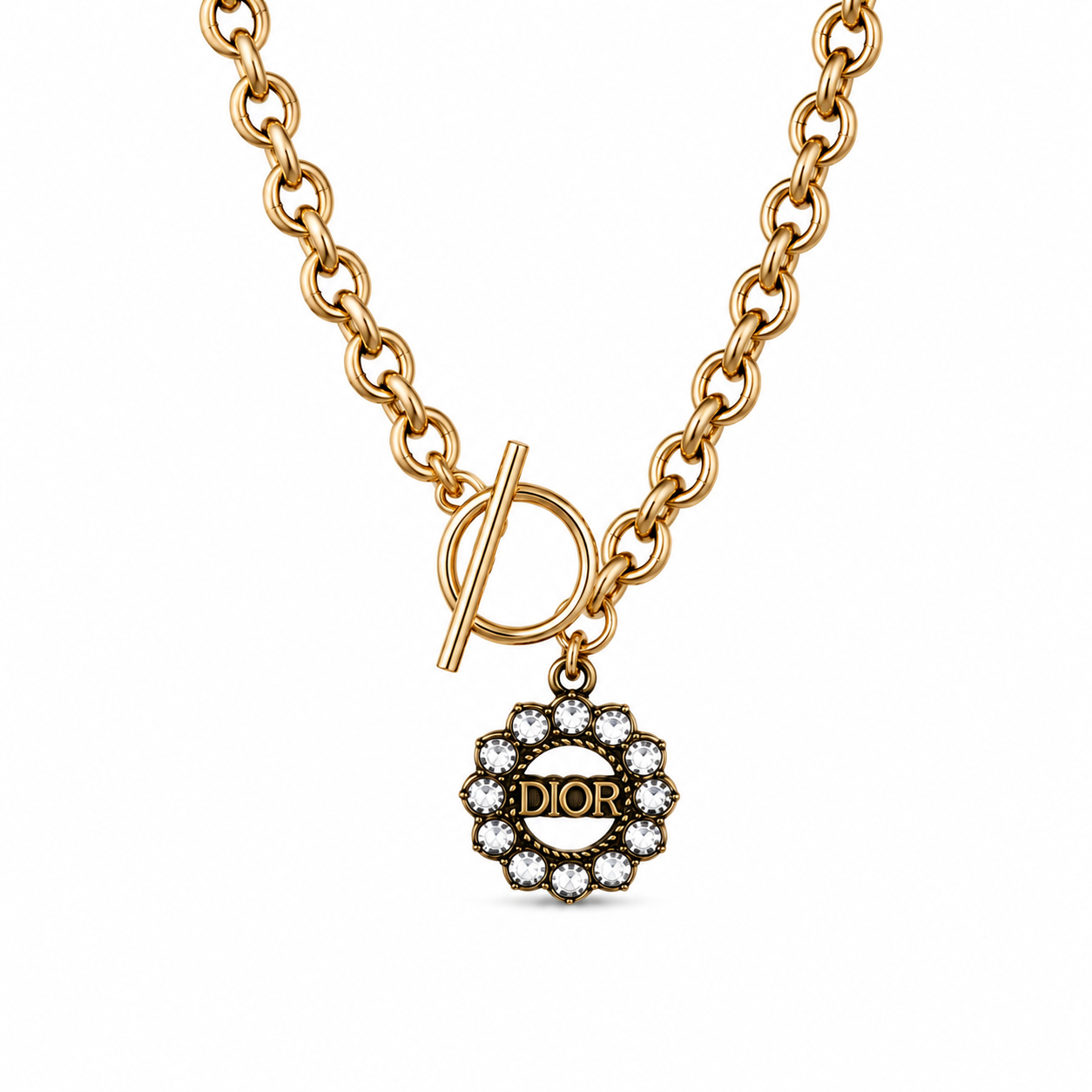 Collana con charm e catena in acciaio