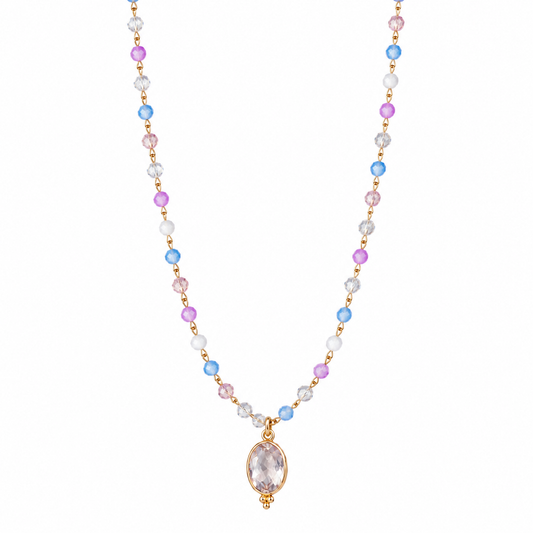 Collana rosario con quarzo trasparente
