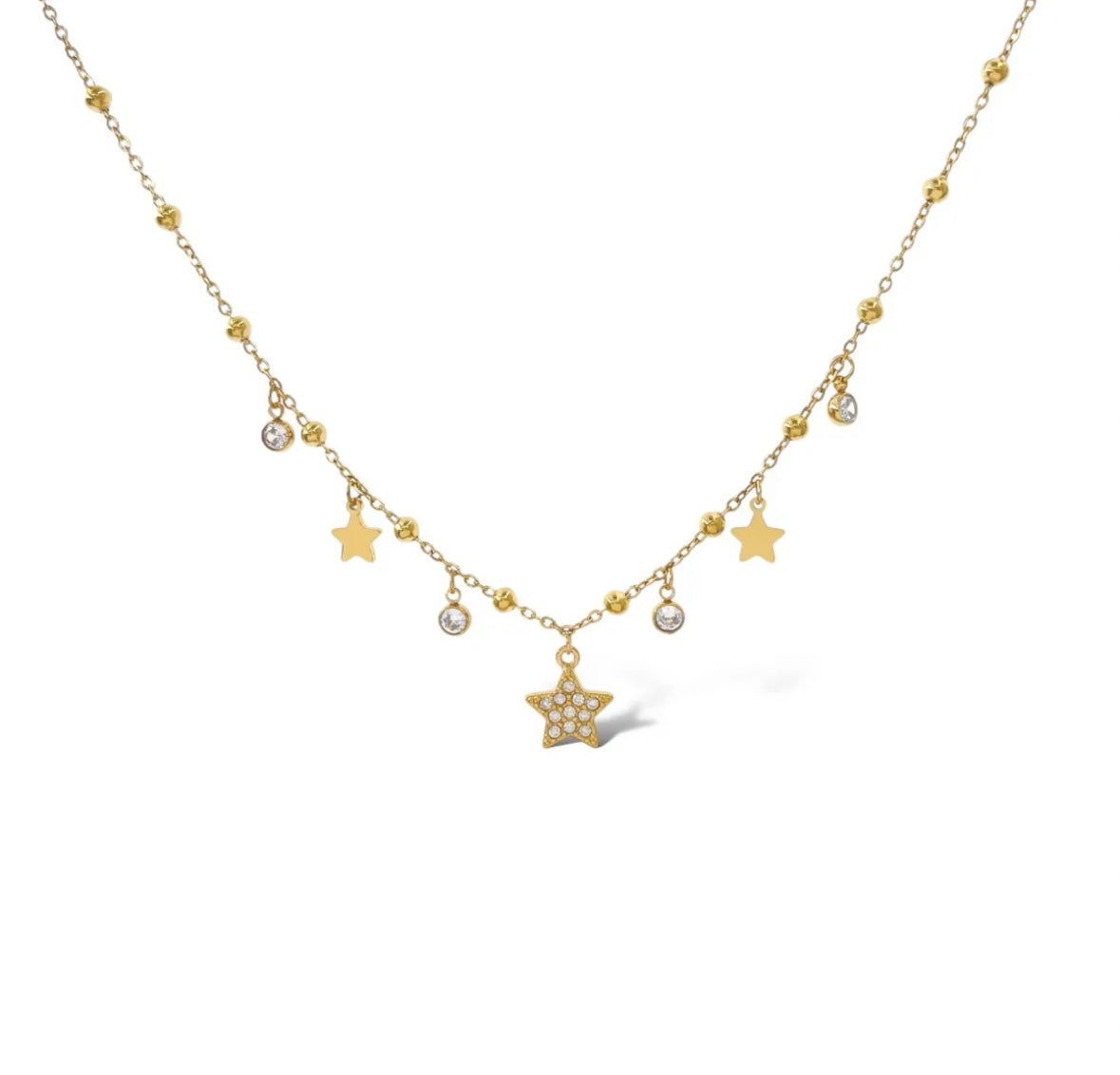 Collana stelline in acciaio con zirconi