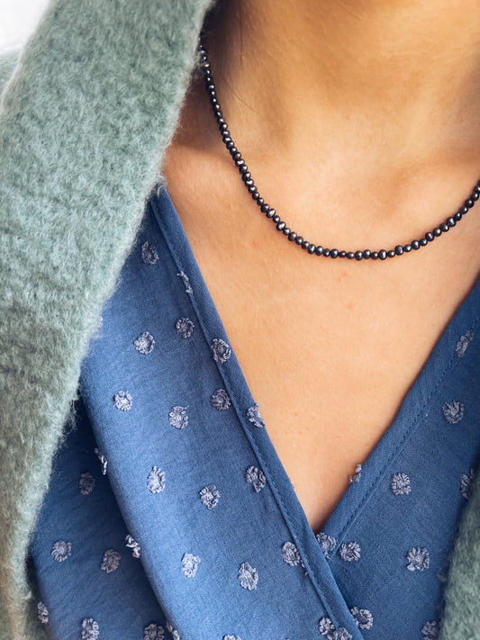 Collana con perle di fiume nere modello cipolla - misura piccola