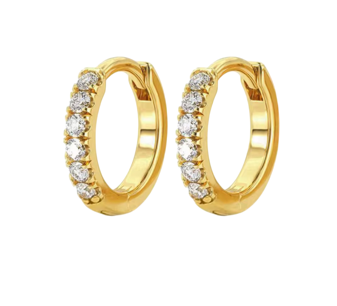 Orecchini cerchi in argento 925 dorato con zirconi