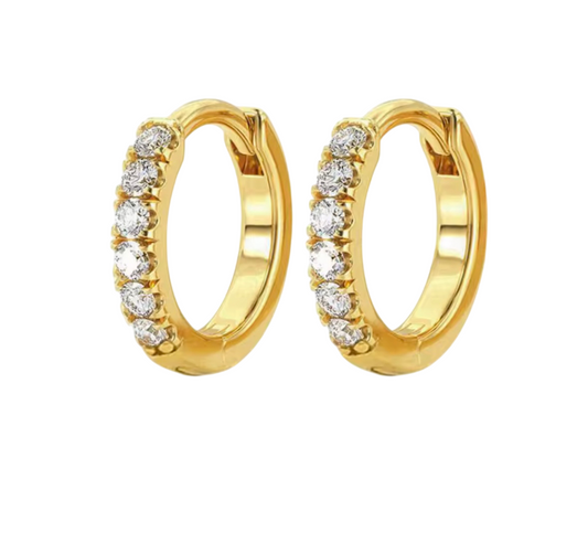 Orecchini cerchi in argento 925 dorato con zirconi