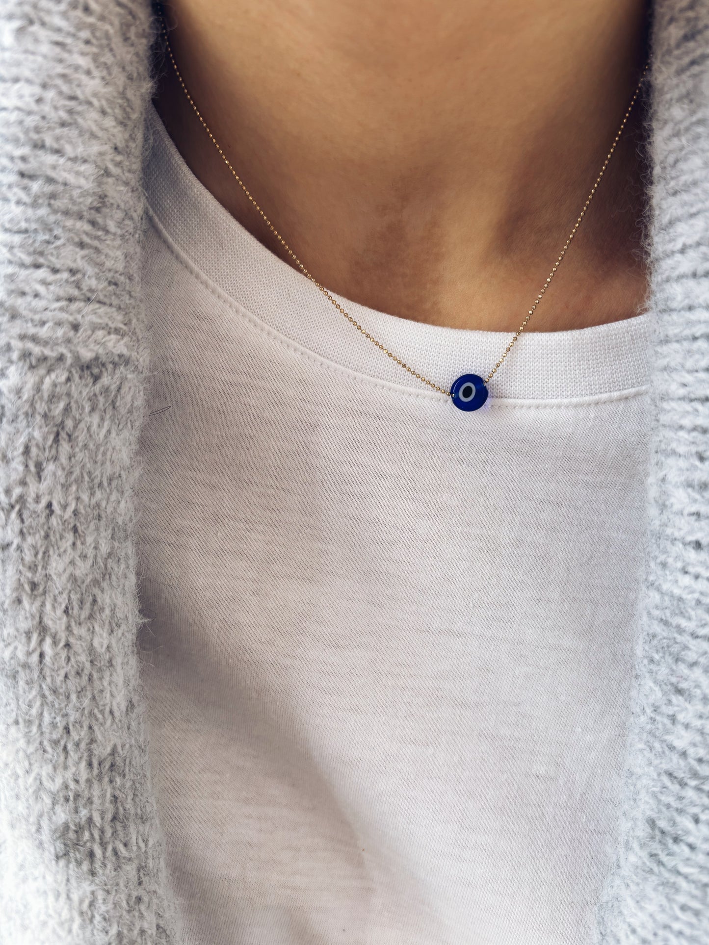 Proteggimi - Collana in argento 925 dorato e occhio greco in resina