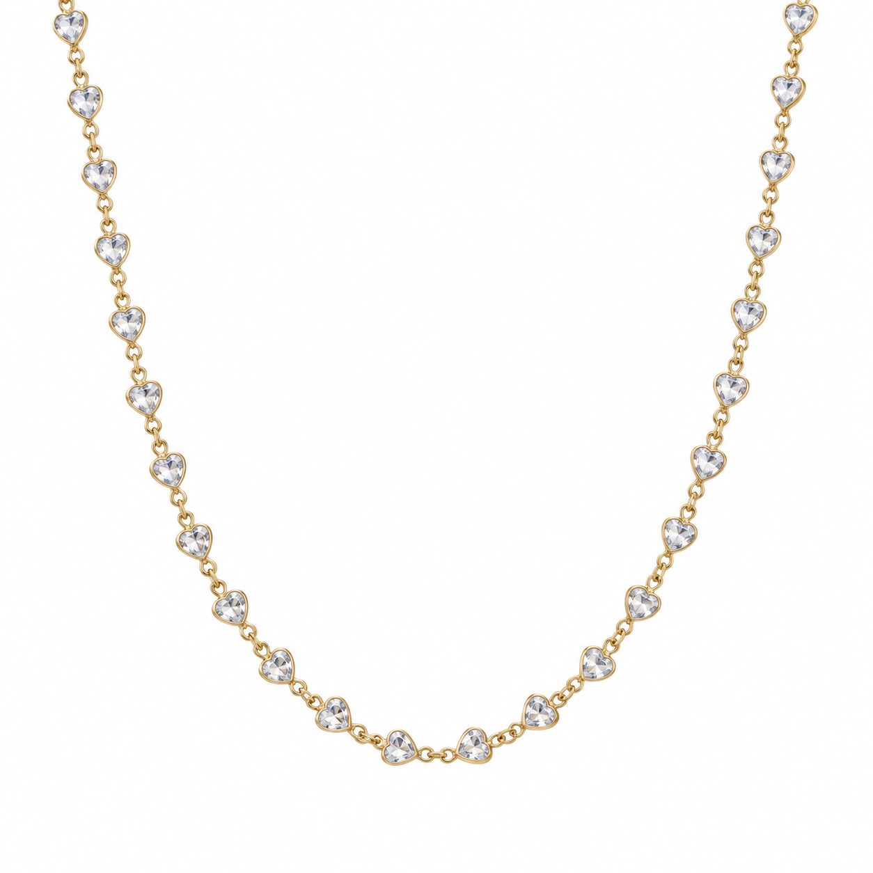 Collana in acciaio con cuore con zirconi