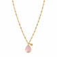 Collana lunga con quarzo rosa e stellina in acciaio