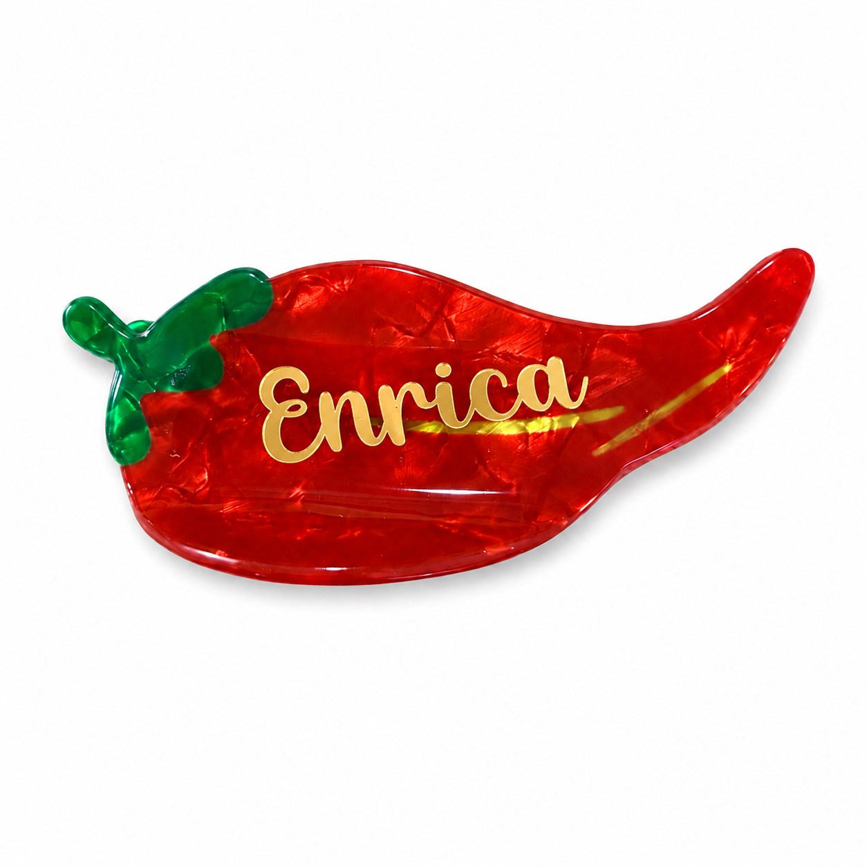 Pinza per capelli a forma di peperoncino personalizzata