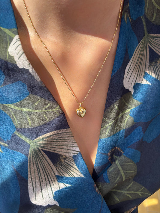 Collana in argento 925 con cuore bombato