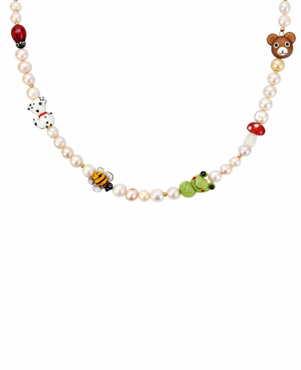 Collana con perle naturali ed elementi in vetro