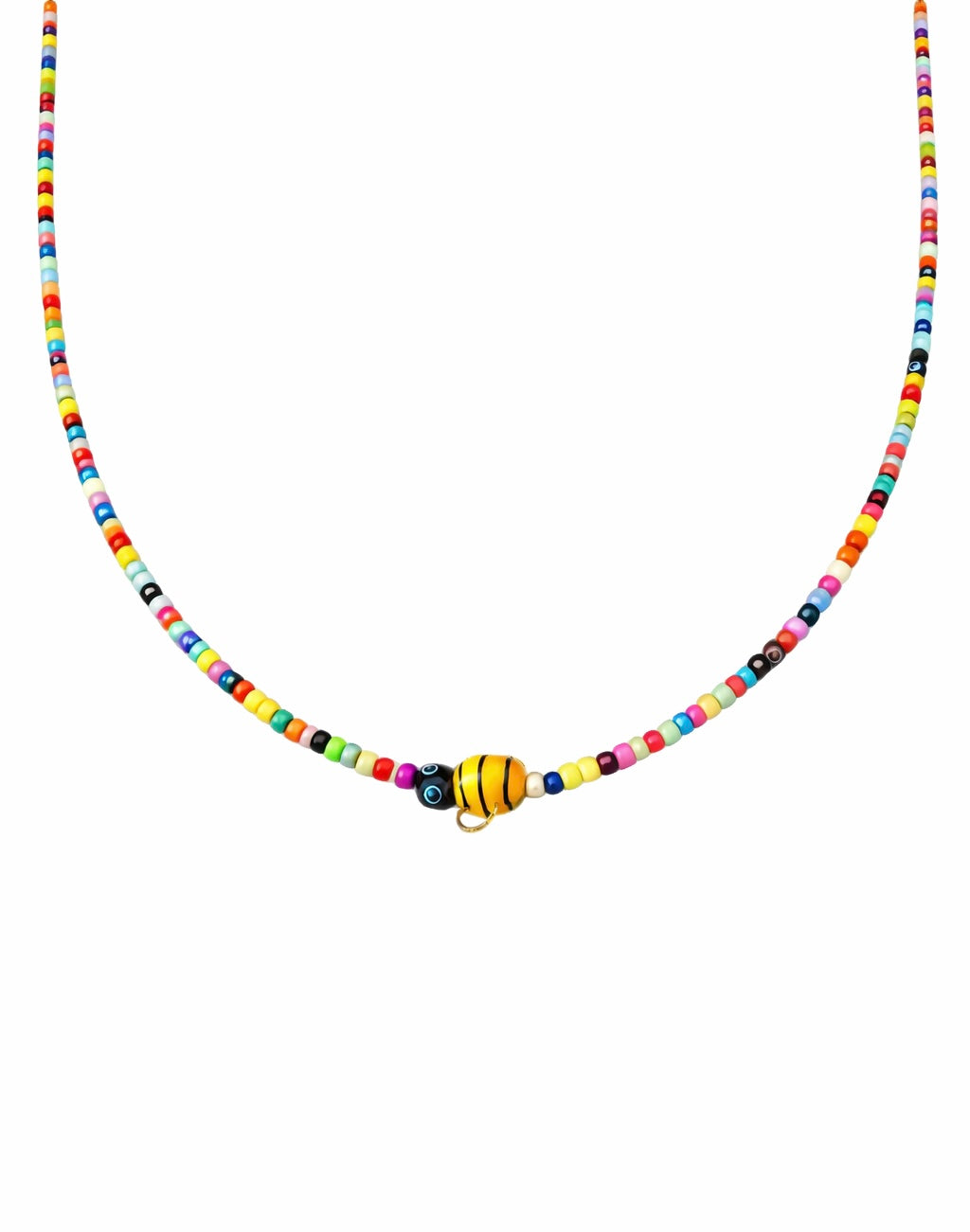 Collana con perline in vetro e ape centrale