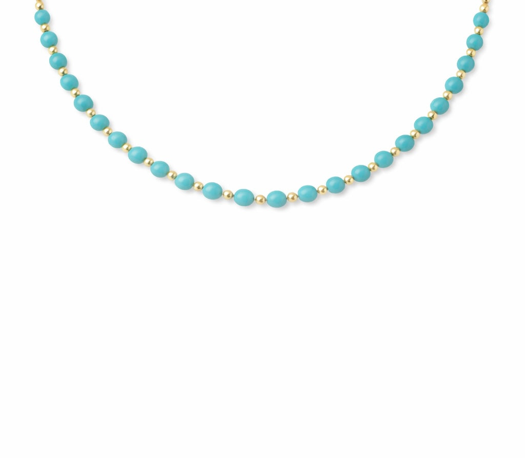 Collana in pasta di turchese e hematite oro