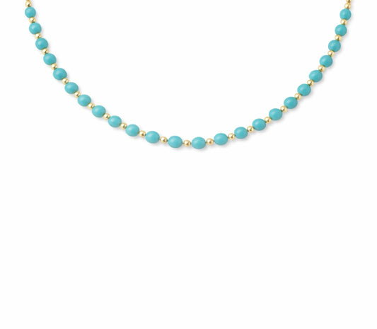 Collana in pasta di turchese e hematite oro