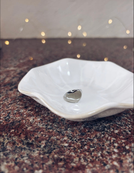 Anello cuore da mignolo in acciaio