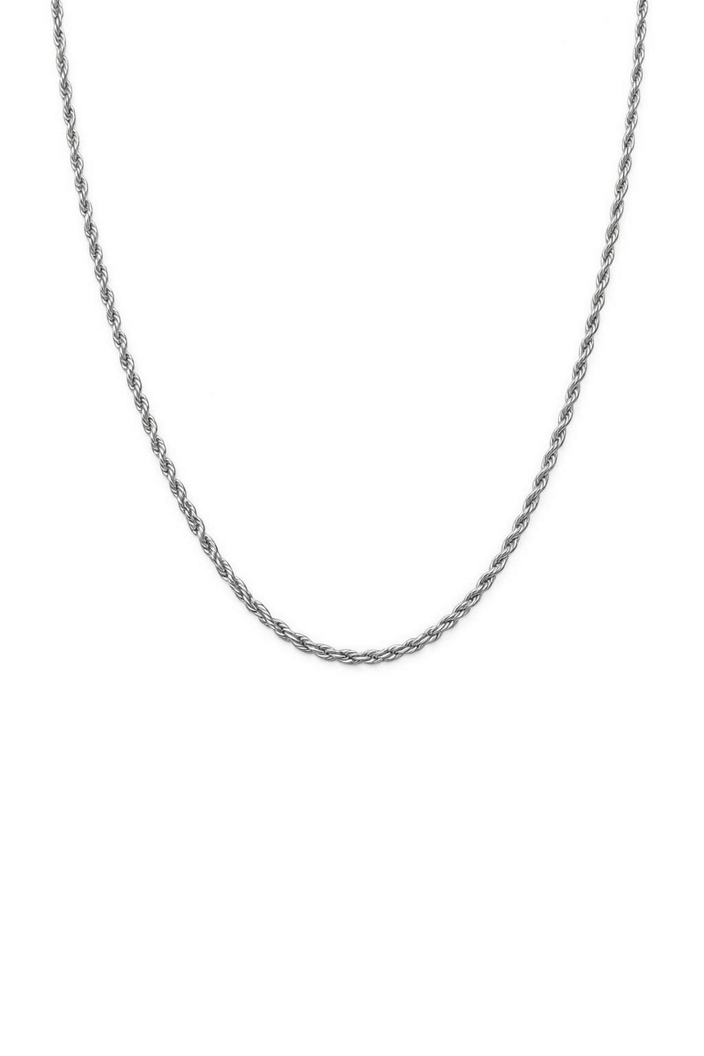 Collana catena corda in acciaio - 3 mm - argento
