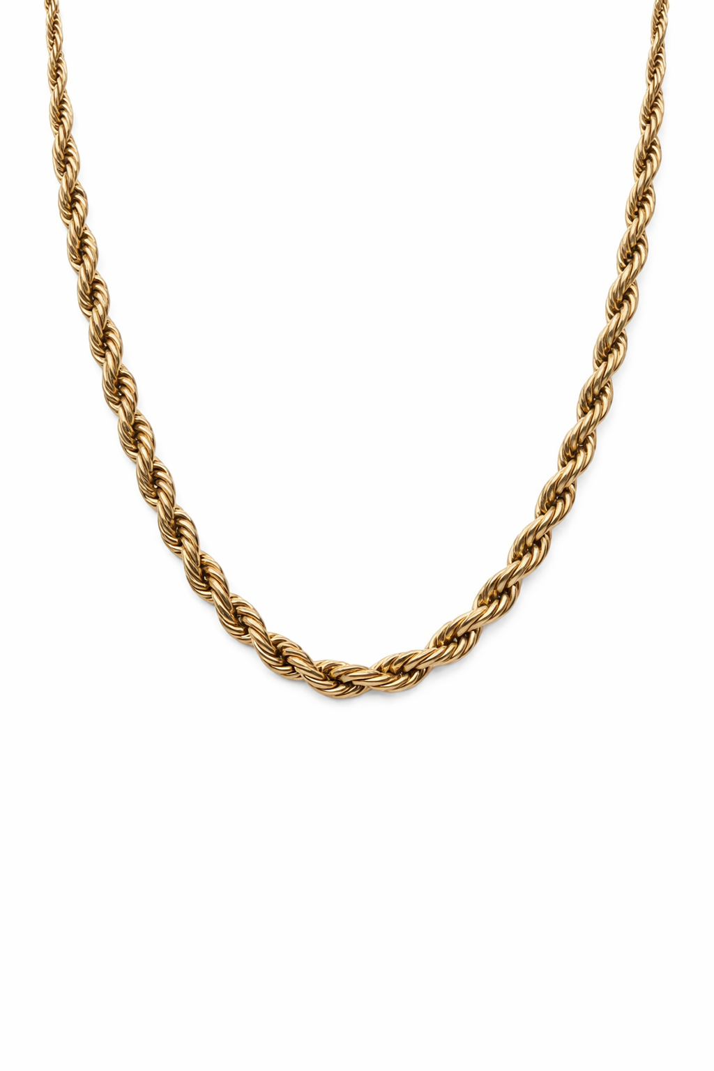 Collana catena corda in acciaio - 6 mm - oro