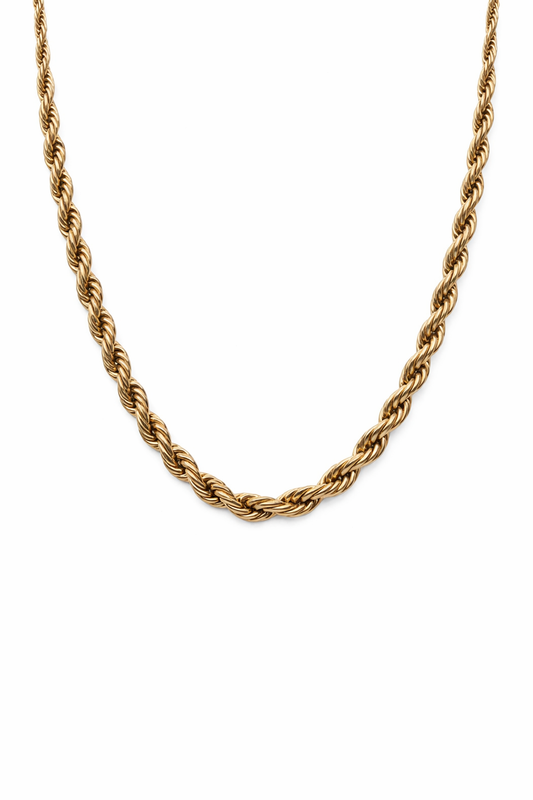 Collana catena corda in acciaio - 6 mm - oro
