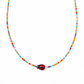 Collana con perline in vetro e coccinella centrale
