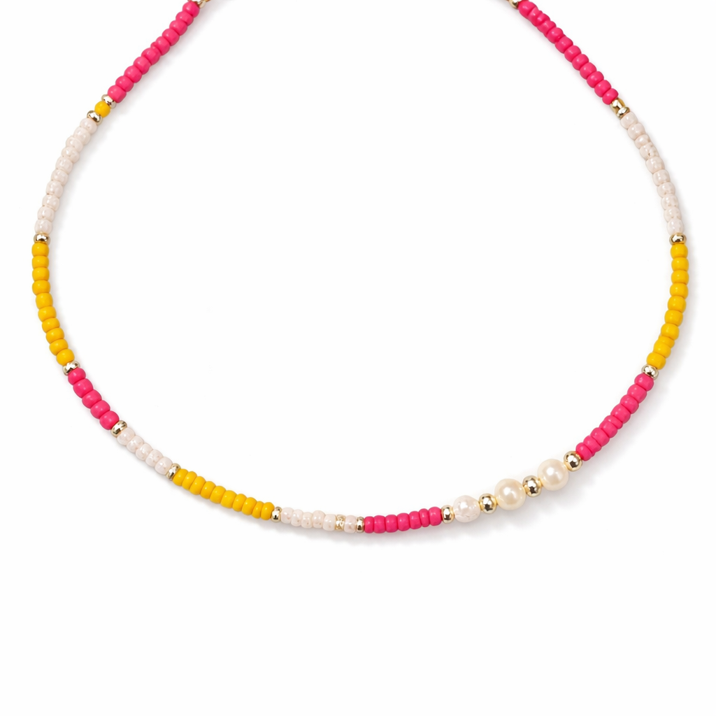 Collana con perline in vetro e perle di fiume