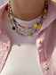 Collana con perline in vetro multicolor e perline in pasta polimerica