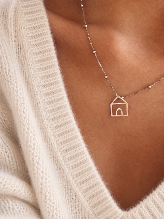Sweet Home - Collana in argento 925 con ciondolo casa