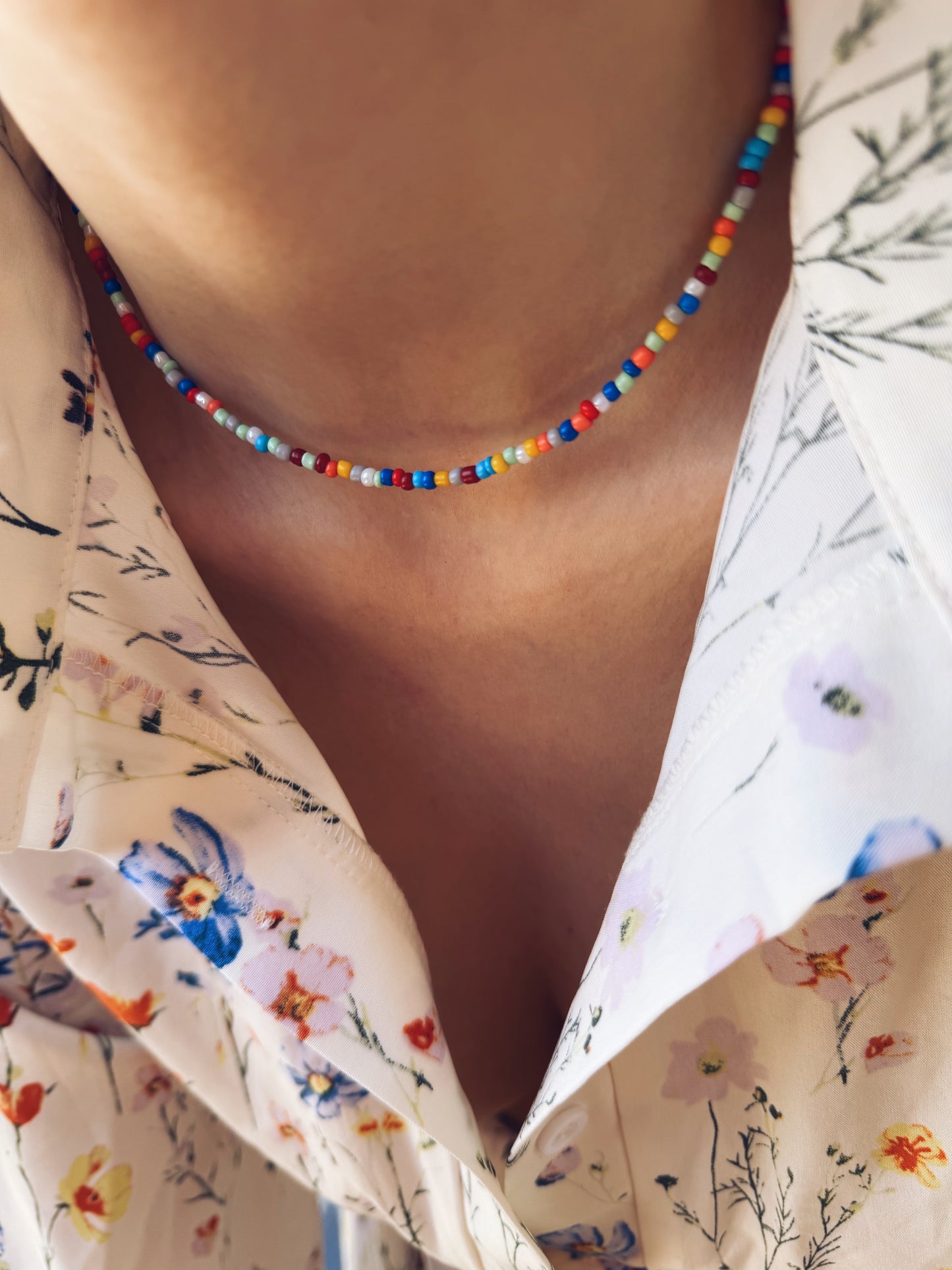 Collana con perline in vetro multicolor