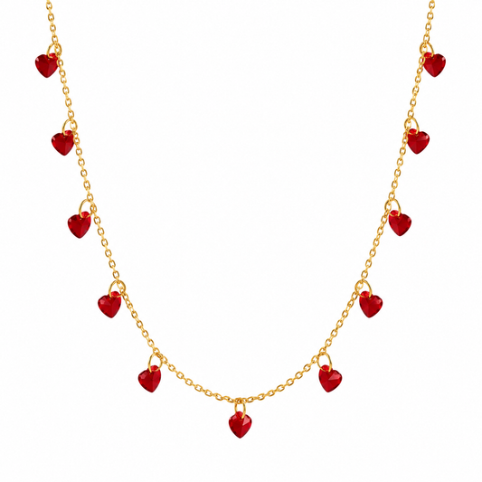 Collana in acciaio con zirconi rossi