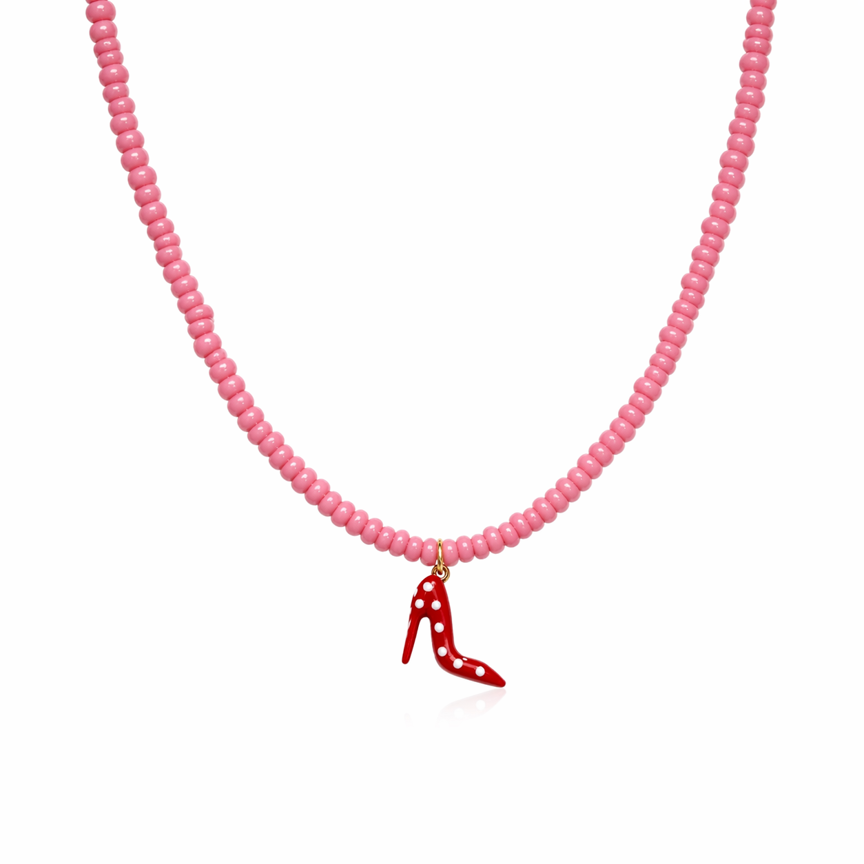 Collana con perline in vetro e scarpetta smaltata