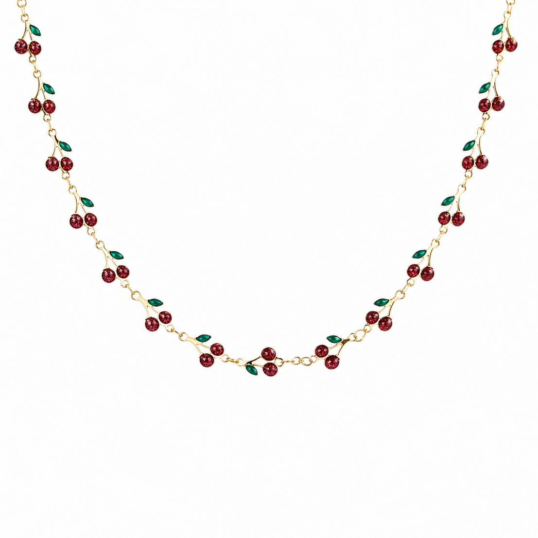 Collana in acciaio con ciliegine smaltate
