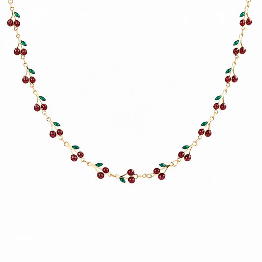 Collana in acciaio con ciliegine smaltate