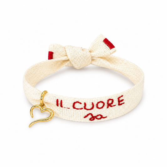 Il cuore sa - Bracciale in fettuccina di cotone