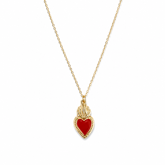 Collana in acciaio con cuore sacro