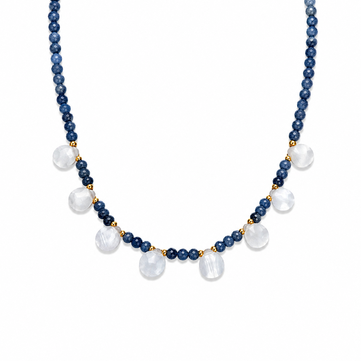 Gocciolina in giada blu e quarzo grigio