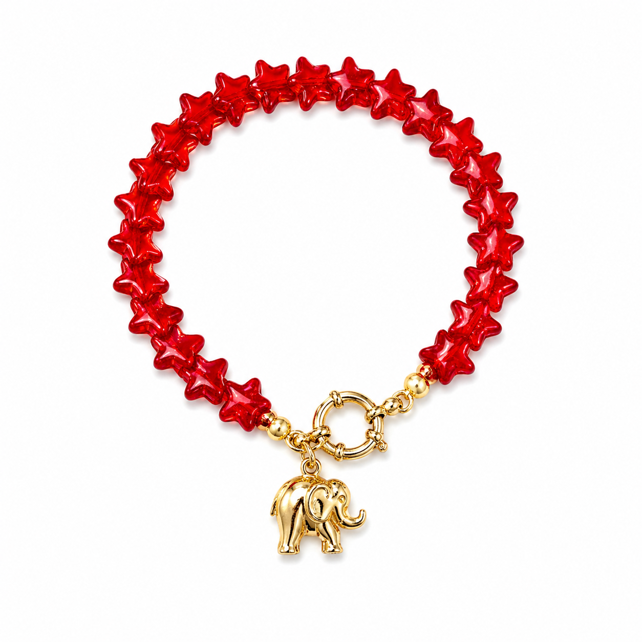Bracciale con stelle in resina e ciondolo in argento 925 dorato