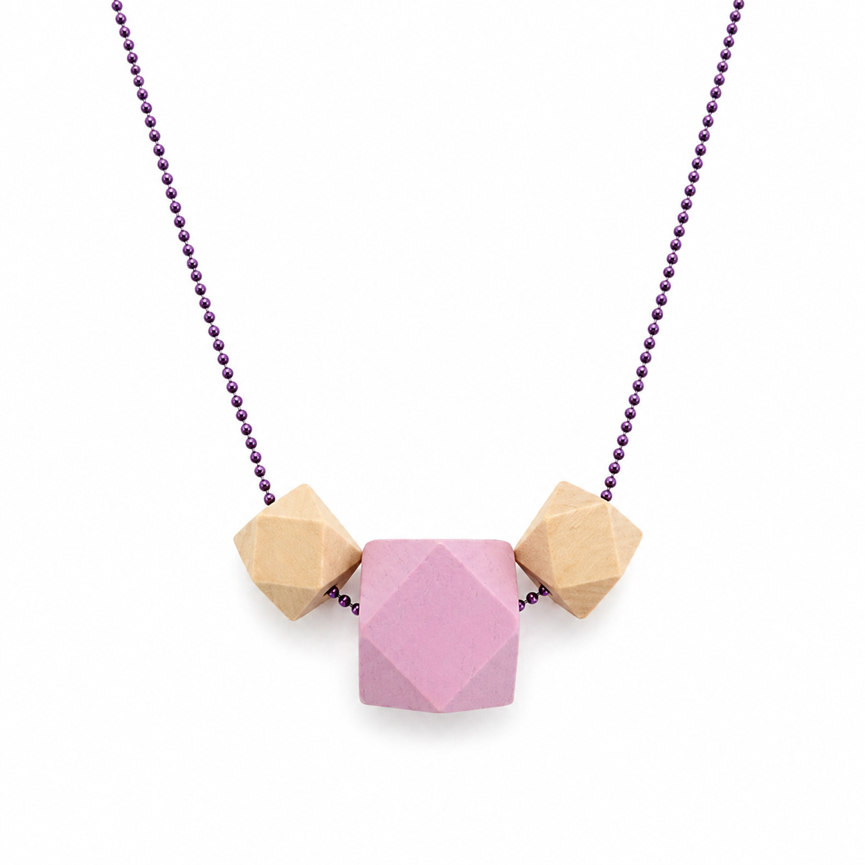 Collana lunga con pietre in legno colorato
