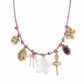 Collana multicharm in acciaio e corda