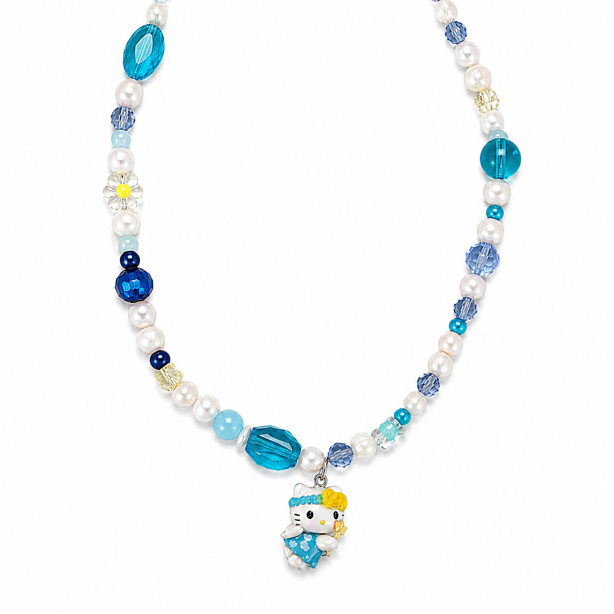 Collana con perline in vetro e ciondolo Kitty
