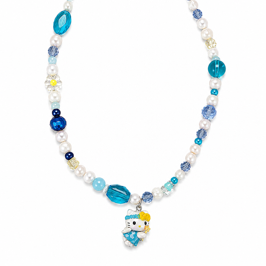 Collana con perline in vetro e ciondolo Kitty