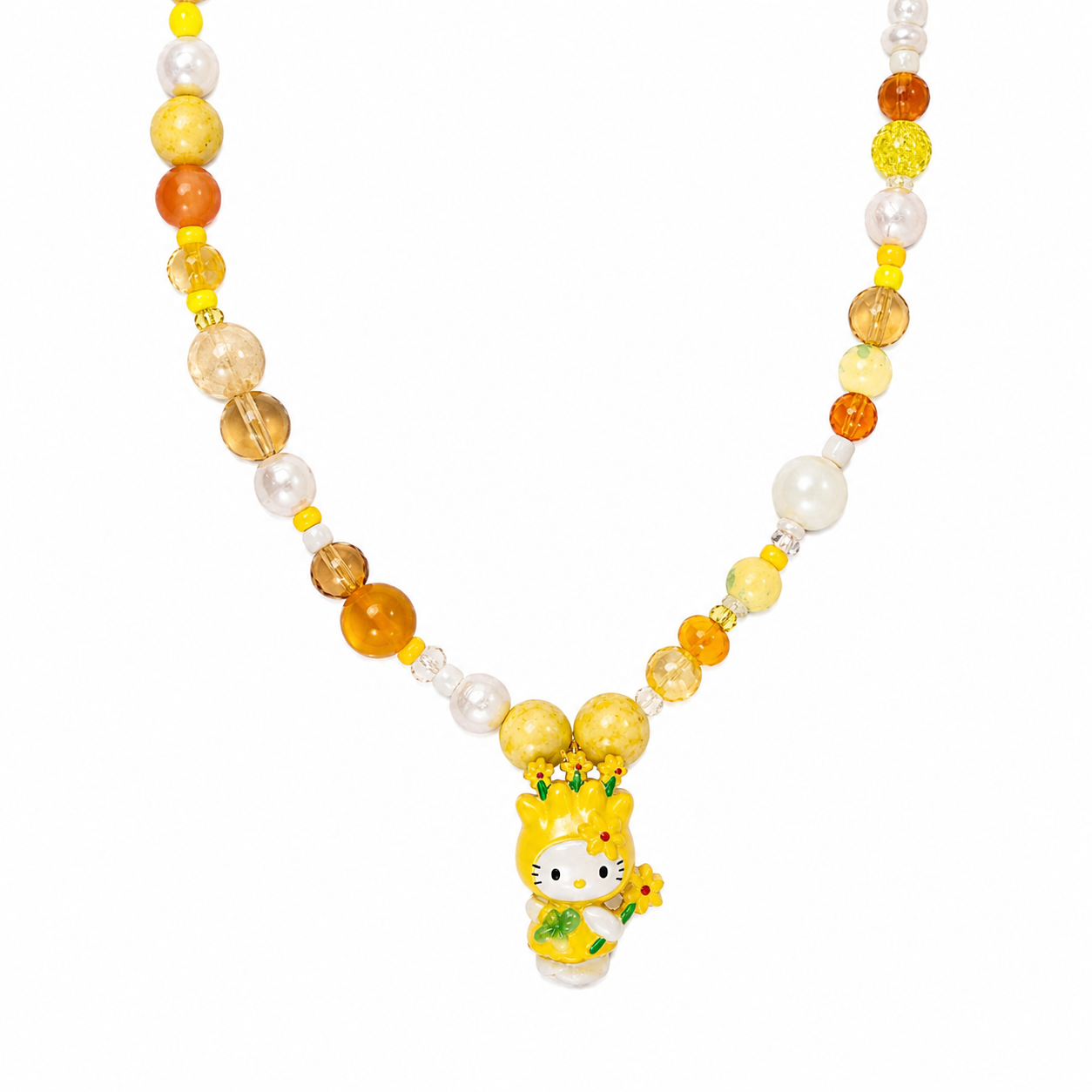 Collana con perline in vetro e ciondolo Kitty