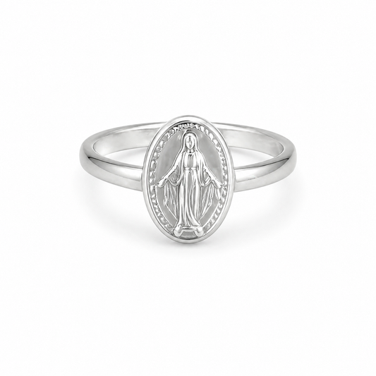 Anello in argento 925 regolabile da mignolo con Madonnina